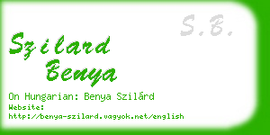 szilard benya business card